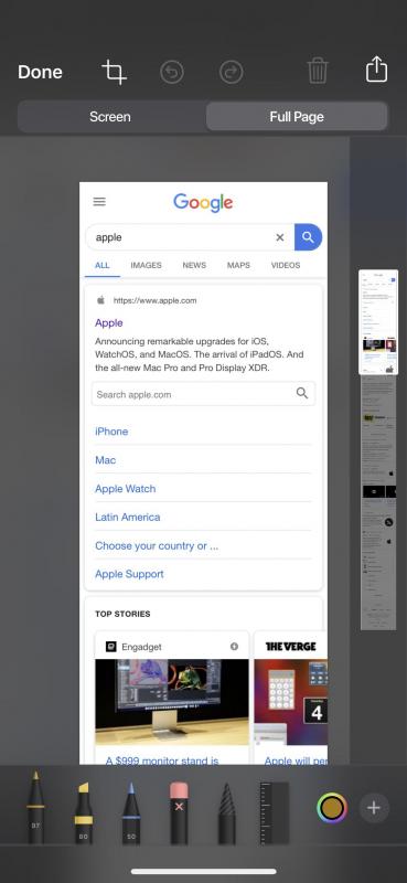 Как сделать полный скриншот страницы в Safari на iPhone?